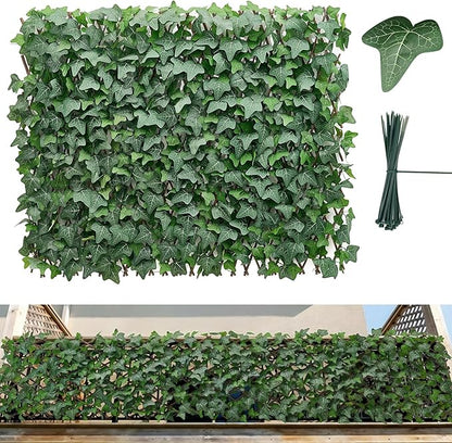 VEVOR Expandable Fence Privacy Screen, 25 x 126 in Expand Artificial Plant Wall, Realistic Artificial Ivy Panel with 50 Zip Ties, Decorative Faux Greenery Backdrop Hedges for Balcony Patio Outdoor