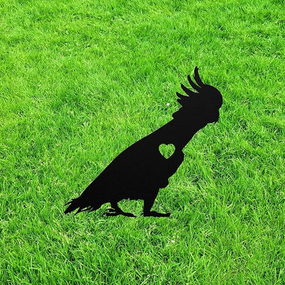 Cockatoo Yard Art Statue Stake Parrot Tropical Pet Metal Outdoor Garden Art Decor Memorial Sculpture Figurine Silhouette for Yard Garden Porch Lawn Grassland Park Farm Flowerpot Decor.
