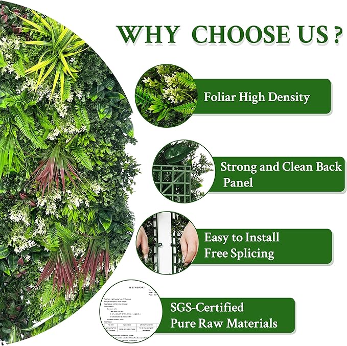 ODTORY Artificial Plant Wall Panels: 80"×120" UV-Anti Faux Grass Wall Backdrop Boxwood Ivy Fence Privacy Screen Fake Greenery Leaf Hedge for Outdoor,Indoor,Garden,Backyard and Home Decor