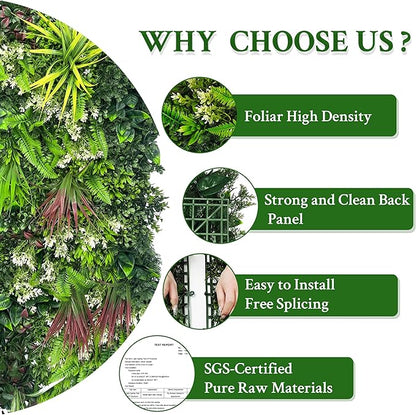 ODTORY Artificial Plant Wall Panels: 20"×20" 4P UV-Anti Faux Grass Wall Backdrop Boxwood Ivy Fence Privacy Screen Fake Greenery Leaf Hedge for Outdoor,Indoor,Garden,Backyard and Home Decor