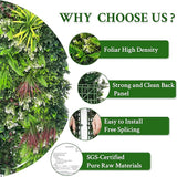 ODTORY Artificial Plant Wall Panels: 20"×20" 8P UV-Anti Faux Grass Wall Backdrop Boxwood Ivy Fence Privacy Screen Fake Greenery Leaf Hedge for Outdoor,Indoor,Garden,Backyard and Home Decor