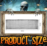 400" x 85" Halloween Creepy Cloth - Large Size Spooky Fabric - Scary Gauze Blood Cloth for Haunted House, Party, Yard Decoration (Black)