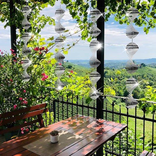 Stainless Steel Bird Deterrents for Outside Patio, Reflective 3D Bird Scare Devices Wind Spinners Outdoor Decor, Woodpecker Deterrent Bird Reflectors to Keep Pigeon Crow Away House Yard Window Porch