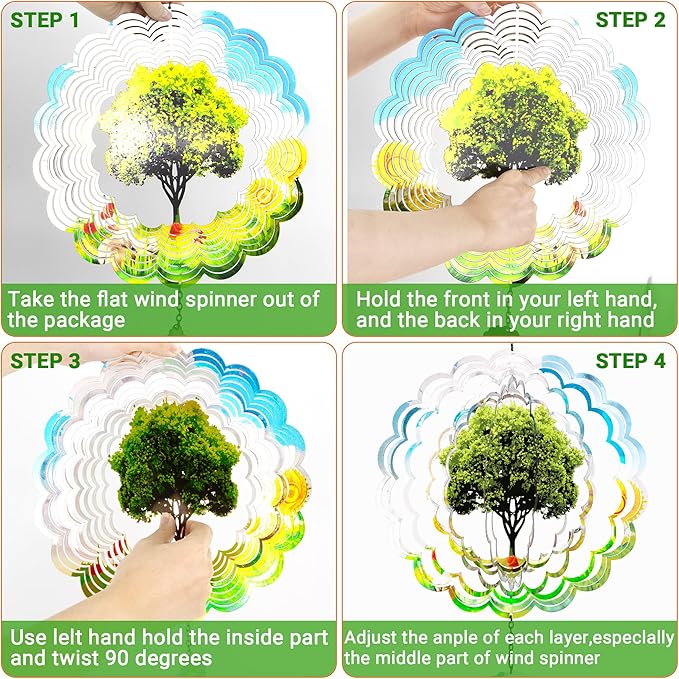 Hanging Decor Outdoor,Outdoor Garden Decor, Wind Spinners Outdoor Colorful Green Tree Hanging Decor,Ornaments Kinetic Yard Art, Valentine Gifts for Women-Big Green Tree Wind Spinners.