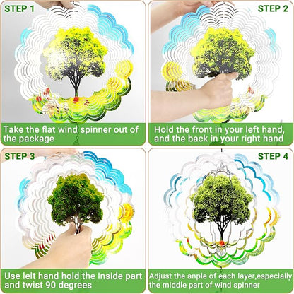 Hanging Decor Outdoor,Outdoor Garden Decor, Wind Spinners Outdoor Colorful Green Tree Hanging Decor,Ornaments Kinetic Yard Art, Valentine Gifts for Women-Big Green Tree Wind Spinners.