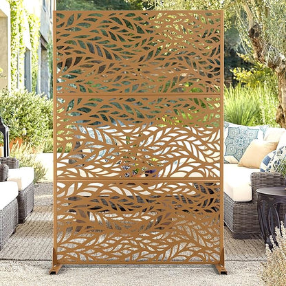 72" H47" W Metal Outdoor Privacy Screen - Freestanding, Decorative Fence (3 Panels)