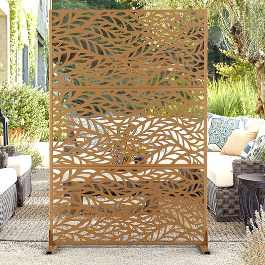72" H47" W Metal Outdoor Privacy Screen - Freestanding, Decorative Fence (3 Panels)