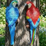 Real Tropical Hanging Parrot Decor,Bird Figurines,Resin Bird Statues,Home Ornament Decor for Tiki Bar,Perfect for Yard Ornaments,Tree Decorations Outdoor,Patio,Lawn,Tree Trunk, Porch