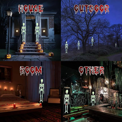 Hanging 4.9 Ft Halloween Skeleton Decorations with Glowing Posable Skeletons,Hanging Skeleton Decoration Glow in The Dark for Garden Party Tree Porch Yard Lawn Indoor Outdoor Decor