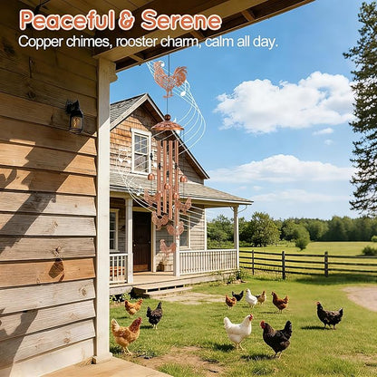 Chicken Wind Chimes for Outside Metal Windchimes Rooster Gifts for Women Men Garden Decor for Patio Yard Memorial
