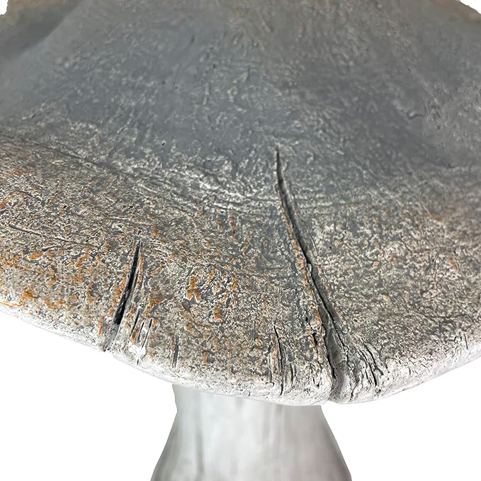 Zeckos Mushroom Statue 17 inches High, Large Magnesium Oxide Garden Sculpture, Indoor Outdoor Yard Decor, Rustic Art Accent, Weather-Resistant, Heavy Duty Decorative Ornament