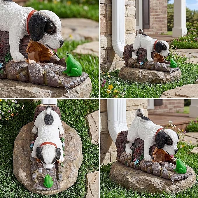 Funny Dog Gutter Downspout Extender Statue, Garden Animal Decor Gutter Extension, Splash Block, Eco-Friendly Resin, Outdoor Decor Sculpture, Gutter Diverter Rain Perfect for 3"x4" Downspout