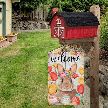 Easter Bunny Garden Flag Seasonal Double Sided 12 x 18 Inch Small Yard Flag for Indoor Outdoor Decor Holiday All Seasons