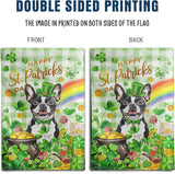 Boston Terrier St Patricks Day Garden Flag Dog St Patrick's Day Yard Flags for Outside 12x18 Double Sided Buffalo Plaid Shamrock Flag Small Outdoor Rainbow St Patrick's Decor