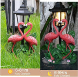 Garden Flamingo Outdoor Statue with Solar Lantern Unique Double Head Flamingo Gifts for Women,Mom,Lover Outdoor Figurine for Yard, Patio, Balcony