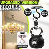 [UPGRADED] 200LBS 4Pcs Round Ceiling Hooks with Firmly Rotatable Button, Black Wall Mount Metal Hangers for Hanging Hanging Plants, Bird Feeder, Lantern, Lights, Wind Chime, Indoor Outdoor Decor