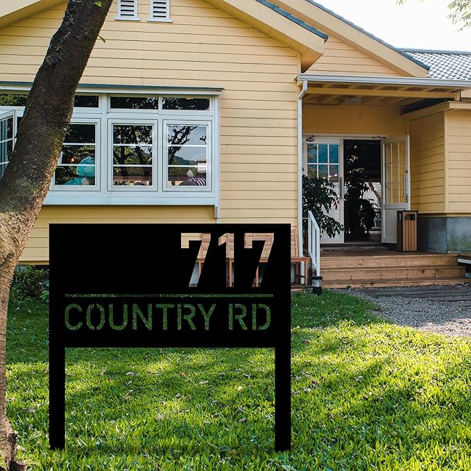 Personalized Modern House Address Number Sign, Custom House Number Garden Stake, Street Name Yard Stake, House Number Sign for Lawn and Patio, Outside Signs, Address Number Gift, New Homeowner Gift