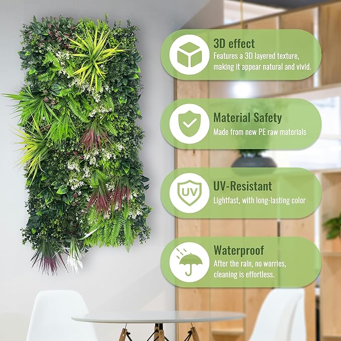 ODTORY Artificial Hedge Grass Wall Panel: 40" x 20" UV-Anti Faux Boxwood Ivy Greenery Backdrop, Fake Green Plant Fence for Indoor & Outdoor Privacy Screen and Home Decor