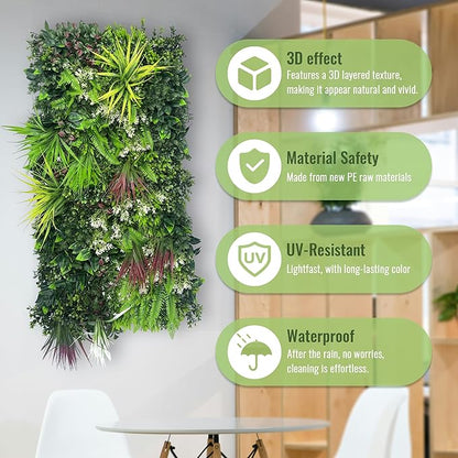 ODTORY Artificial Hedge Grass Wall Panel: 40" x 20" UV-Anti Faux Boxwood Ivy Greenery Backdrop, Fake Green Plant Fence for Indoor & Outdoor Privacy Screen and Home Decor
