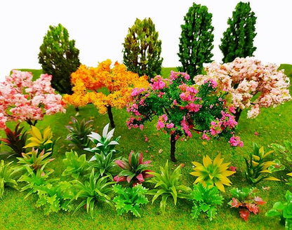MOMOONNON 28 Pcs Miniature Fairy Garden Tree Plant Ornament, Mixed Model Trees 1-3 Inches, Miniature Dollhouse Pots Decor Moss Bonsai Micro Landscape DIY Craft Garden Ornament