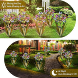 Homight Solar Metal Agave Butterfly Flower Stick Garden Sculpture Outdoor Gift Solar Garden Christmas Lights Swaying Butterfly Sunflower Garden Lights Solar Outdoor Statues (3 PCS Light Green)