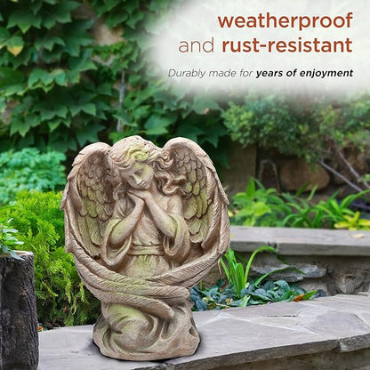 Alpine Corporation 19" Tall Old World Guardian Angel Outdoor Garden Statue