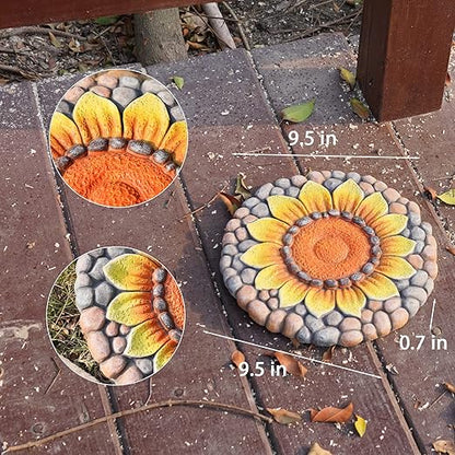Sunflower Stepping Stones - Outdoor Garden Pavers for Walkway - Decorative Stones 9.5*9.5*0.7 Inch LC Lcdecohome