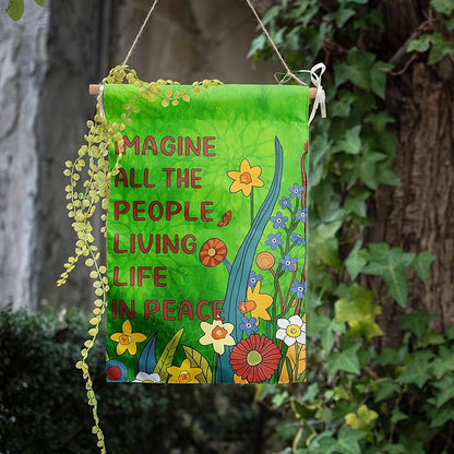 Imagine All the People Living Life in Peace Garden Flag Green 28x40 Double Sided Large Summer House Flags Flower Yard Banner