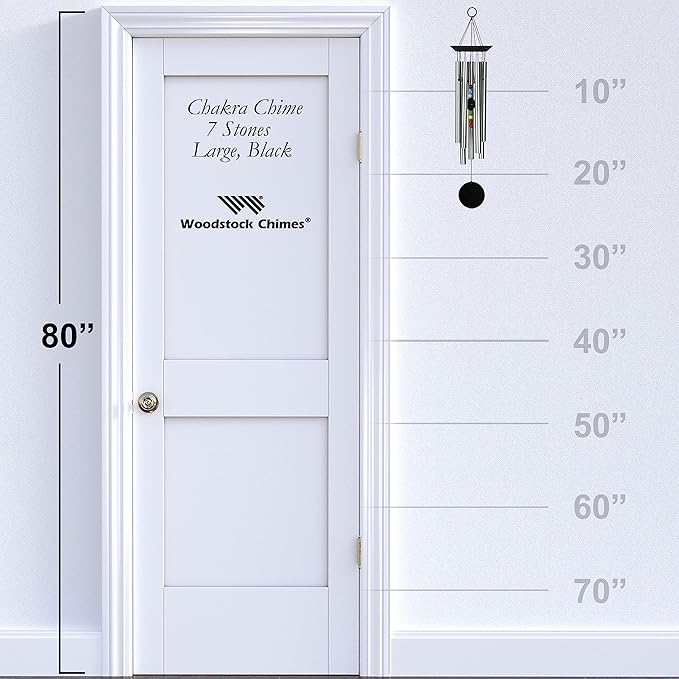 Woodstock Chimes Signature Collection, Woodstock Chakra Chime, Large (24'') Black, Eastern Energies Wind Chimes for Outdoor, Patio, Home or Garden Décor (CC7L)