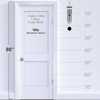 Woodstock Chimes Signature Collection, Woodstock Chakra Chime, Large (24'') Black, Eastern Energies Wind Chimes for Outdoor, Patio, Home or Garden Décor (CC7L)