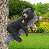 Outdoor Black Bear Decor - Cub Napping & Hanging Out Faces Figurine - Peeker Sculpture Up in Trees - Yard Decorations - Resin Funny Baby Bear Statue - Garden