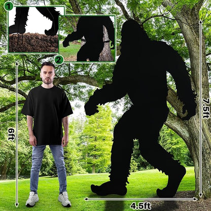 Zonon 7.5ft Large Bigfoot Iron Metal Outdoor Yard Decor Big Foot Sasquatch Gifts for Men Women Bigfoot Statue Silhouette for Yard Art Patio Lawn Forests Garden Farmhouse Decoration(Black,Classic)