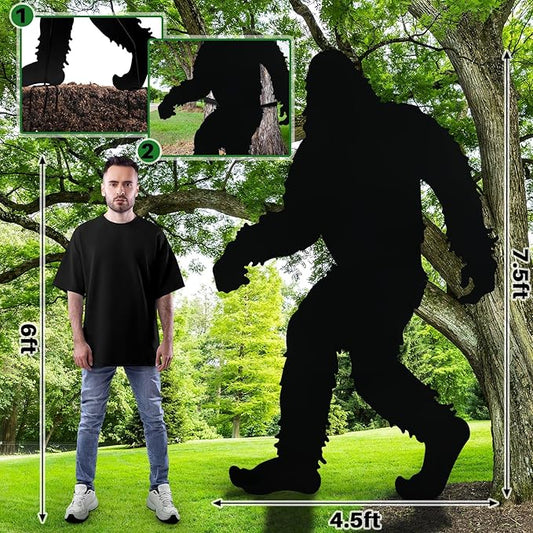 Zonon 7.5ft Large Bigfoot Iron Metal Outdoor Yard Decor Big Foot Sasquatch Gifts for Men Women Bigfoot Statue Silhouette for Yard Art Patio Lawn Forests Garden Farmhouse Decoration(Black,Classic)