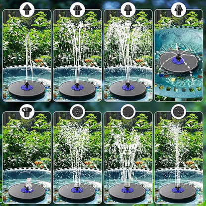 SZMP 3.5W Upgraded Glass Panel Solar Fountain with RGB Night Show, Anti-Drift Fixer & 7 Nozzles, Strong Floating Bird Bath Fountain for Garden, Pond, Outdoor (Black)
