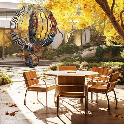 Tree of Life Wind Spinners, Birthday Gifts for Women Mom Grandma Wife, 12 inch 3D Stainless Steel Hanging Wind Spinners Outdoor Decor for Garden Patio Yard Lawn Balcony Outside Decorations