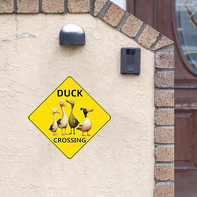 Duck Crossing Signs, Duck Pond Sign for Duck Nene Crossing Sign Bundle 2 Pieces Nene Crossing Farmhouse Wall Decor Garage Retro 12X12 Inch