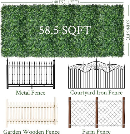 Artificial Ivy Privacy Fence Screen: 60"x 140" (58.5 SQFT) 4-Layer Leaf UV-Anti Faux Greenery Boxwood Backdrop Ivy Vine Leaf Panels for Outdoor, Indoor, Garden, Backyard and Decor