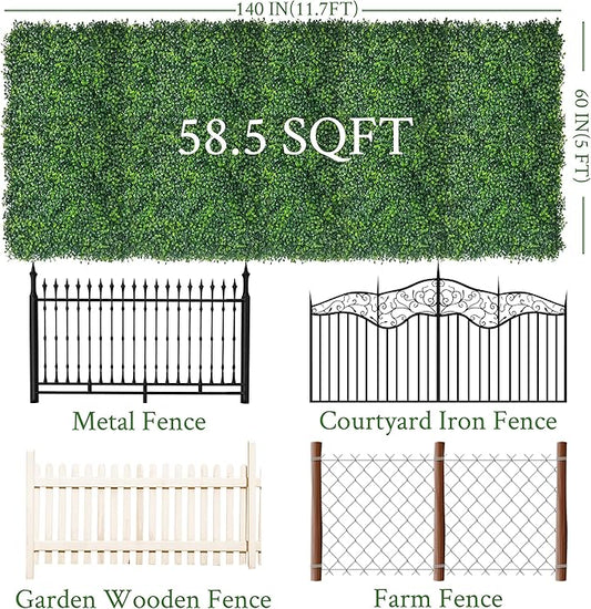 Artificial Ivy Privacy Fence Screen: 60"x 140" (58.5 SQFT) 4-Layer Leaf UV-Anti Faux Greenery Boxwood Backdrop Ivy Vine Leaf Panels for Outdoor, Indoor, Garden, Backyard and Decor
