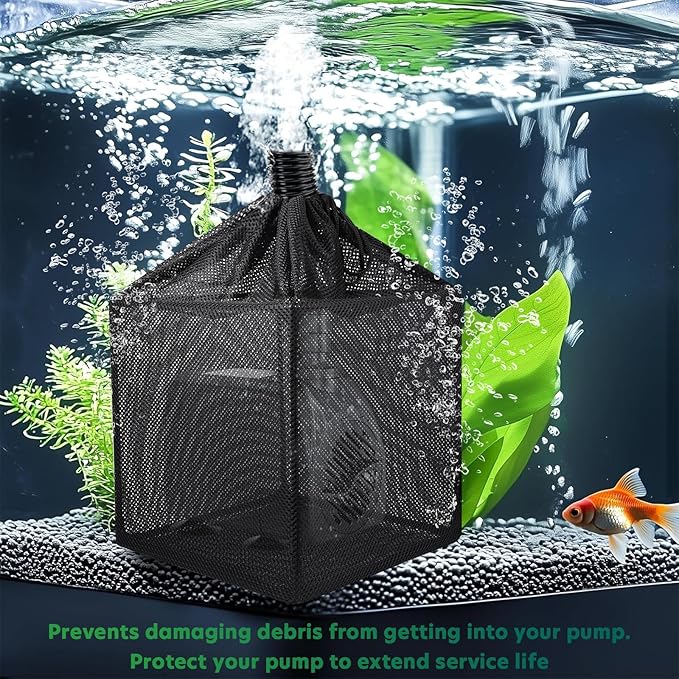OUMEE Pump Filters Bag, Pond Barrier Bag Large Pump Mesh Bags for Outdoor Water Koi Fish Ponds (10.2 in)