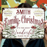Welcome to The Family Christmas Metal Sign, Personalized Family Metal Sign, Customized Christmas Garden Signs for Families, Families Outdoor Signs on Xmas, Holiday Xmas Gifts