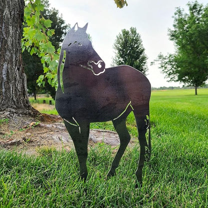 Corten Steel Horse Silhouette Rusting Yard Stake