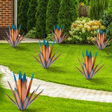 TOMBABY Large Leaf Thickened Metal Agave Plant Outdoor Decoration Desert Courtyard Art Plant Garden Decoration Outdoor Metal Art Floral Gift for Yard (2, Blue)
