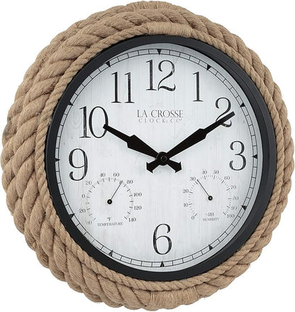 La Crosse Clock 433-3836 14-inch Rowan Indoor/Outdoor Rope Analog Quartz Wall Clock
