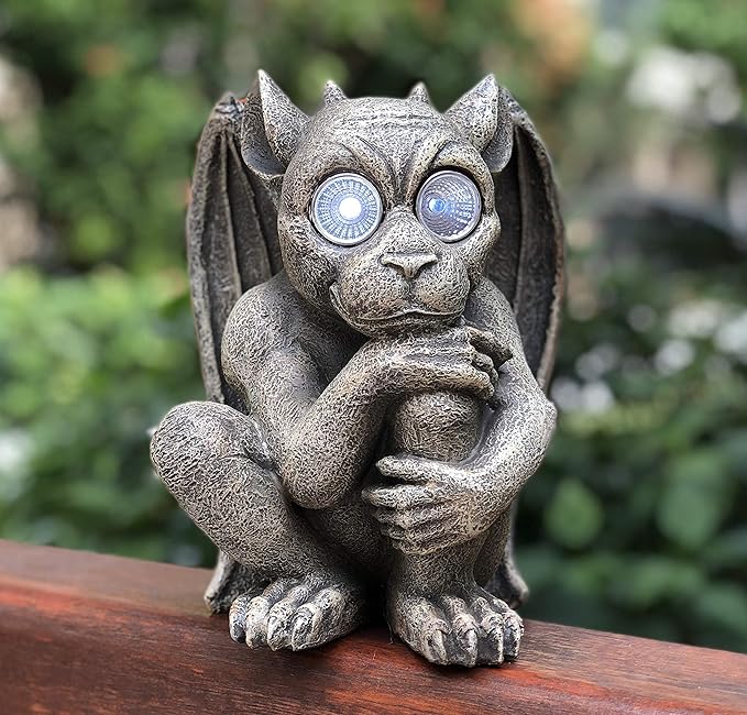 Solar Powered Gargoyle Outdoor LED Garden Light Decor