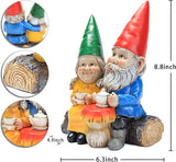 Smadeer Garden Gnome Statue for Outdoor Decoration,Couple in Love Gnome Figurine for Patio Yard Lawn Outside Porch Decor,Garden Sculptures & Statues,Coffee Knome Romantic Forever Love