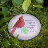 Transpac A7201 Cardinal Birds Appear When Angels are Near Red Round 10 inch Cement Garden Memorial Bereavement Stepping Stone