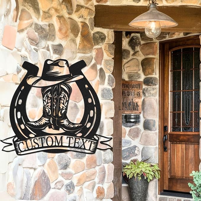 Personalized Cowboy Metal Name Sign, Western Cowboy Wall Decor, Outdoor Art Decor, Custom Western Cowboy Sign, Rustic Metal Wall Art for Home