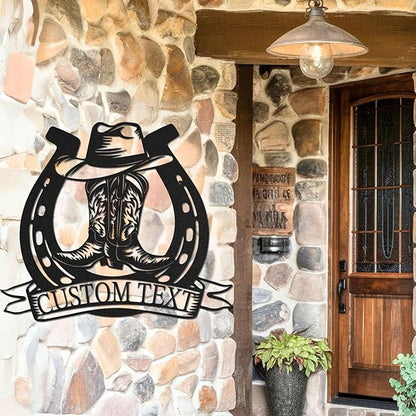 Personalized Cowboy Metal Name Sign, Western Cowboy Wall Decor, Outdoor Art Decor, Custom Western Cowboy Sign, Rustic Metal Wall Art for Home