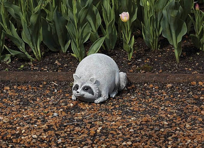 Roman 16278 Raccoon Pudgy Pals Grey 10 x 5.5 Inch Resin Stone Indoor Outdoor Garden Figurine