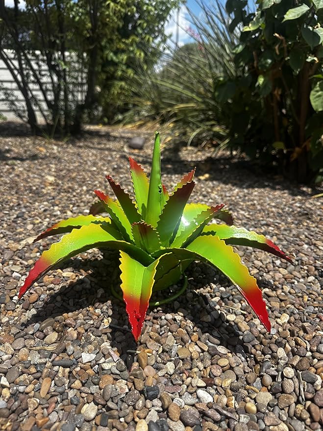 Mini Metal Agave - Garden Art (Cherry Lime)
